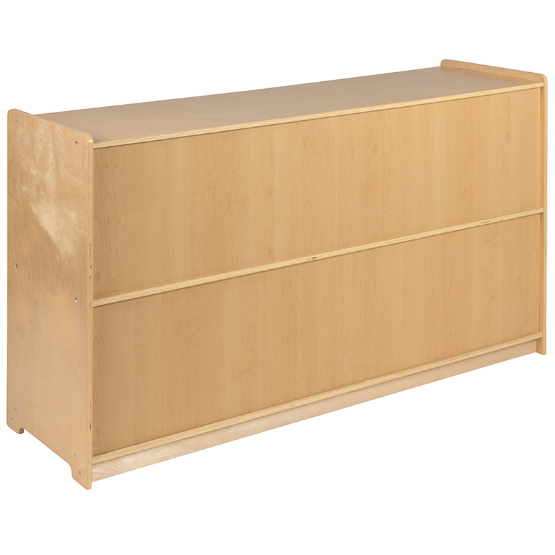 Wooden 2 Section School Classroom Storage Cabinet For Commercial Or Home Use - Safe, Kid Friendly Design - 30H X 48L (Natural)