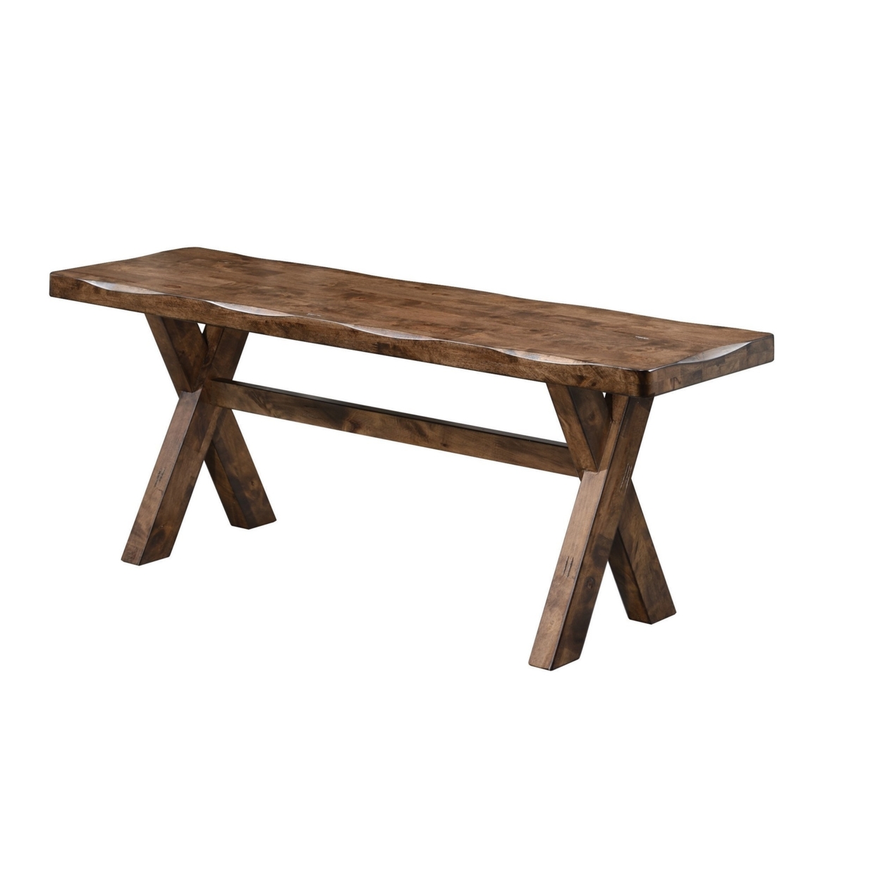 Wooden Trestle Style Base Bench, Brown- Saltoro Sherpi
