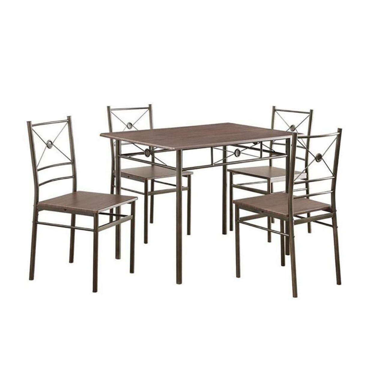 Ironlike Dining Table Set Of Five, Bronze- Saltoro Sherpi