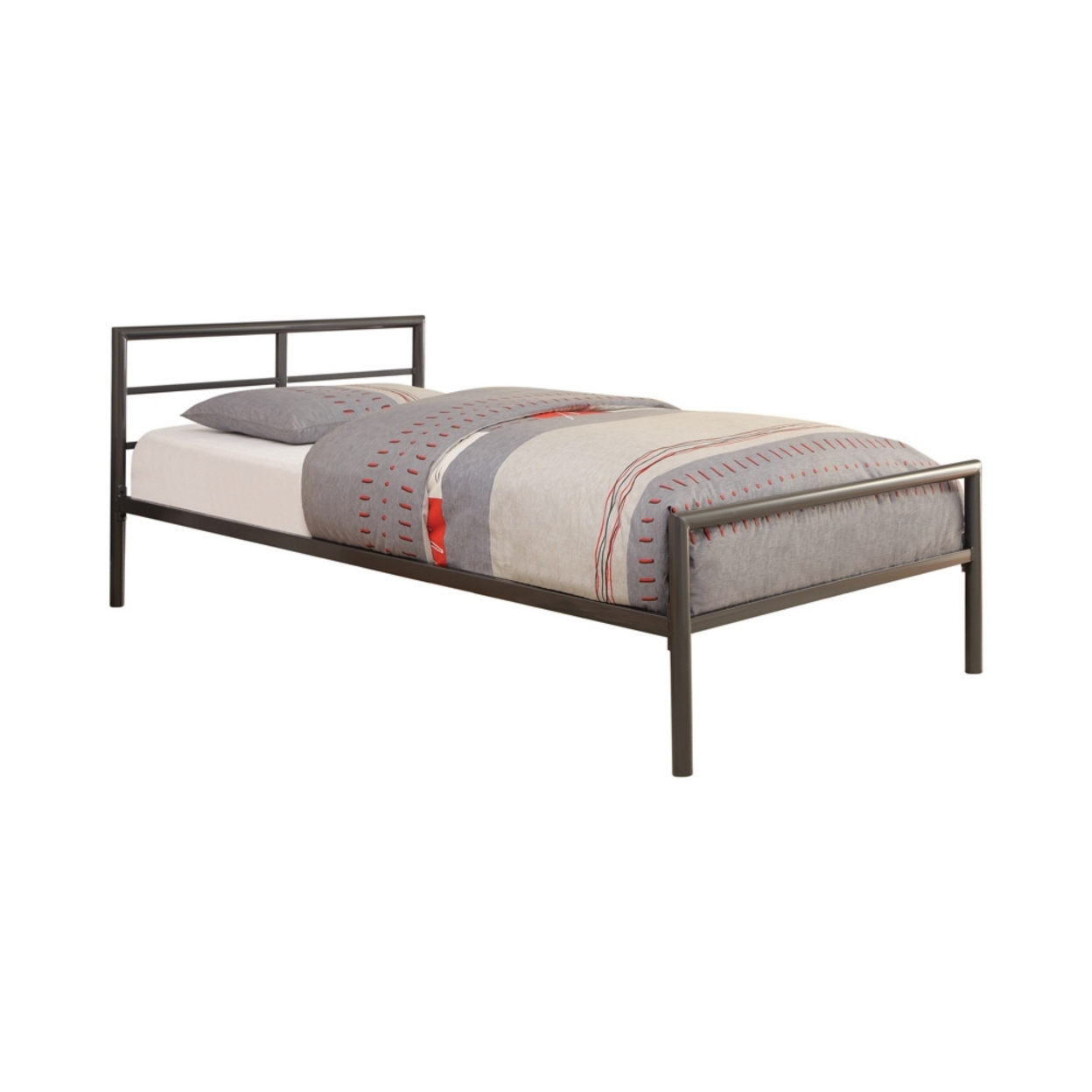 Traditional Styled Twin Size Bed With Sleek Lines, Gray- Saltoro Sherpi