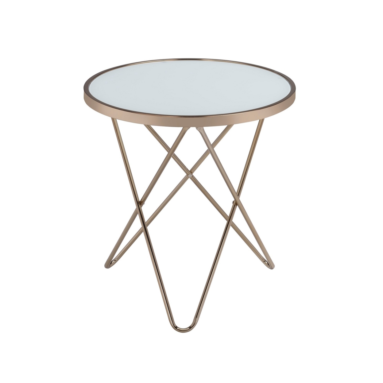 Valora End Table, Frosted Glass & Champagne- Saltoro Sherpi