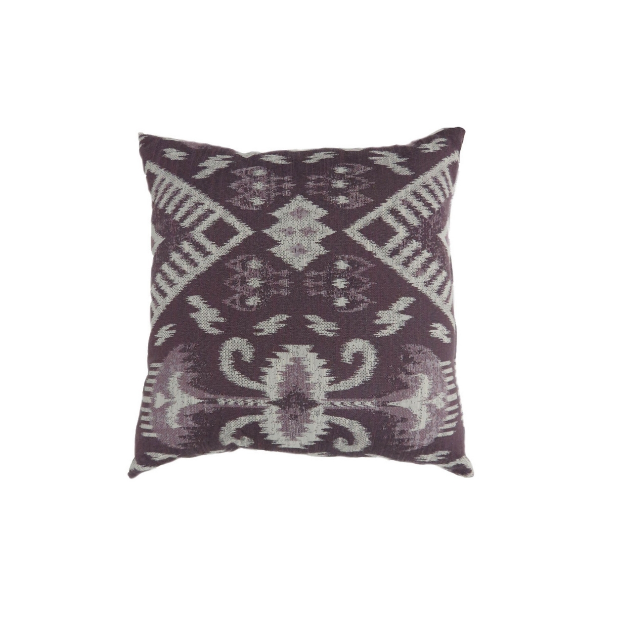 18 Inch Throw Pillow, Set Of 2, Boho Tribal Pattern, Purple, White