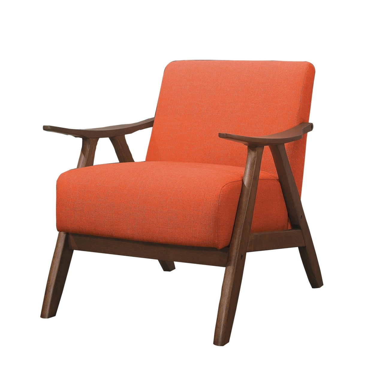 Fabric Upholstered Accent Chair With Curved Armrests, Orange- Saltoro Sherpi