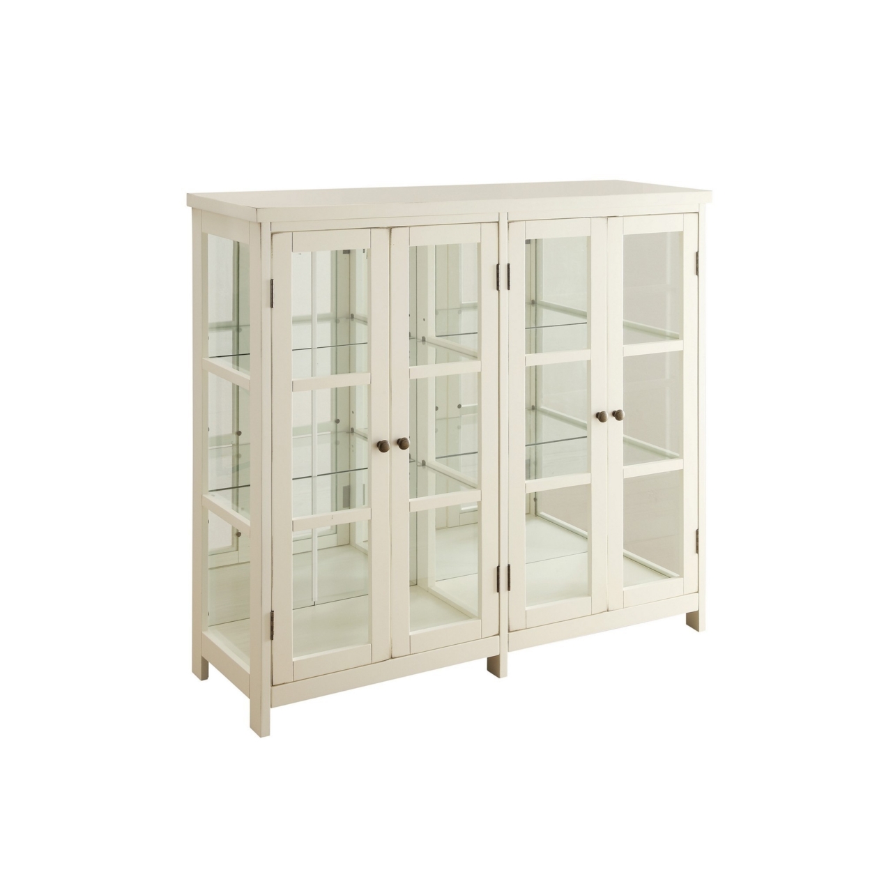 Transitional Style Wooden Accent Display Cabinet , White- Saltoro Sherpi