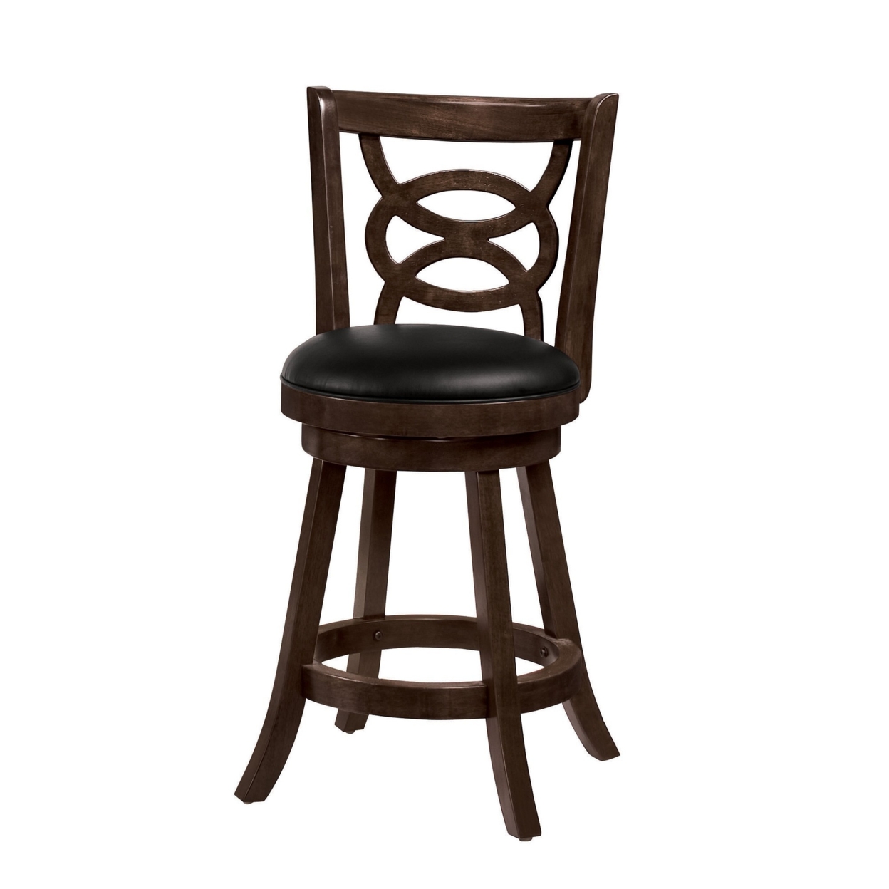 Comfortable Counter Height Stool Upholstered Seat, Black And Brown, Set Of 2- Saltoro Sherpi