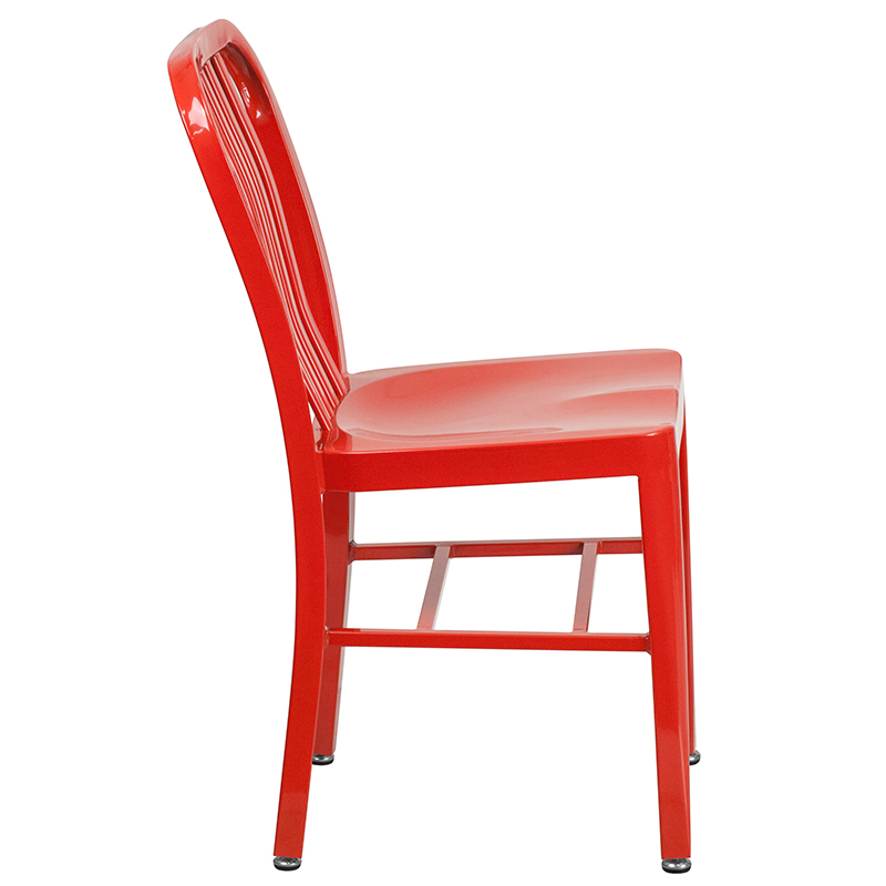 Commercial Grade Red Metal Indoor-Outdoor Chair