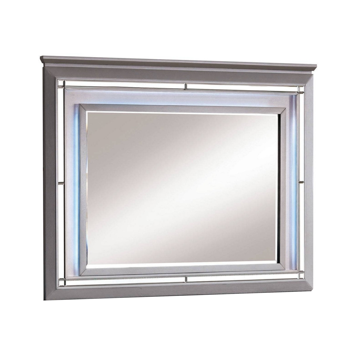 Bellanova Contemporary Style Mirror , Silver- Saltoro Sherpi