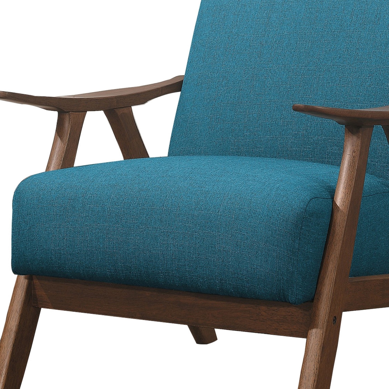 Fabric Upholstered Accent Chair With Curved Armrests, Blue- Saltoro Sherpi