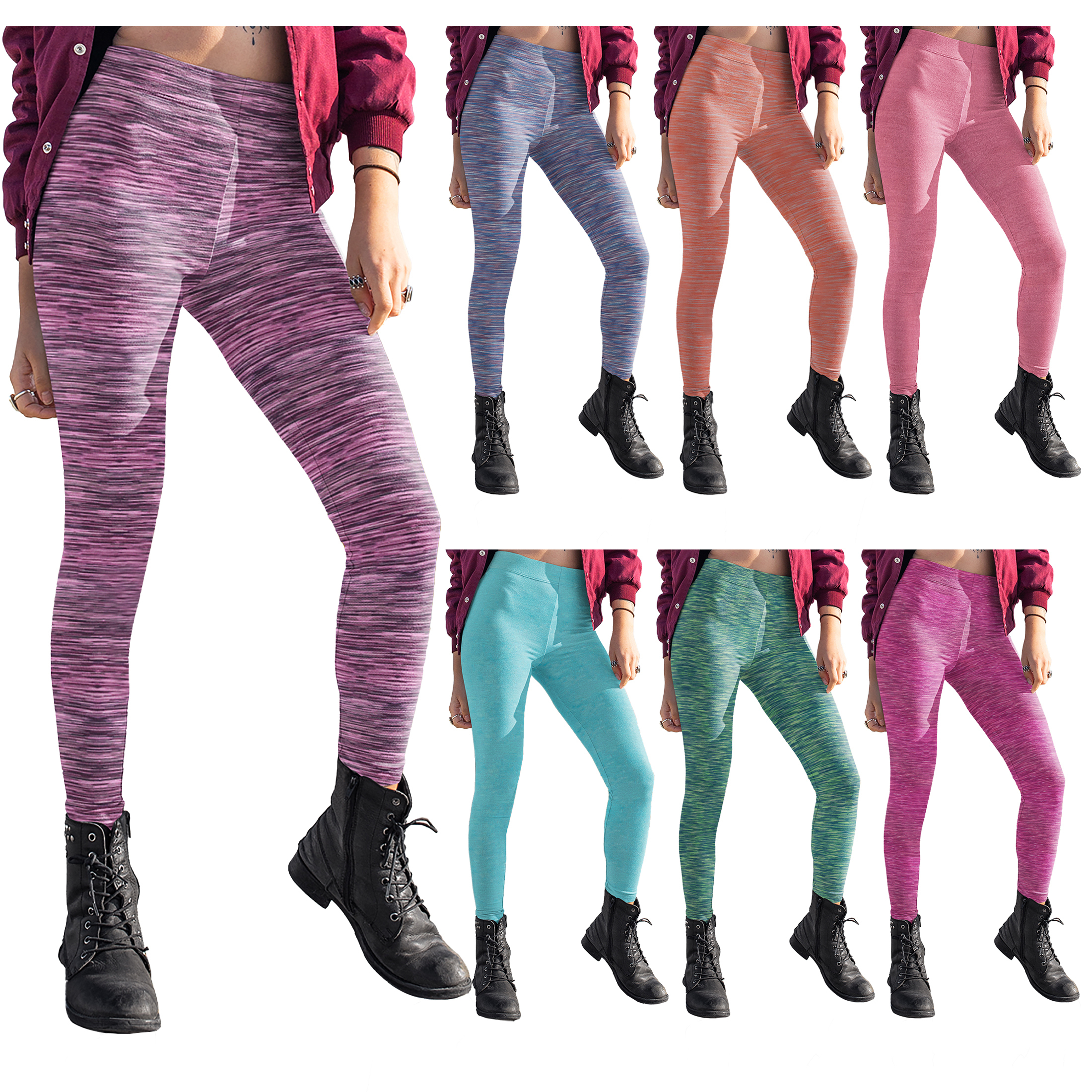 2-Pack: Women's Space Dye Seamless Leggings - Medium