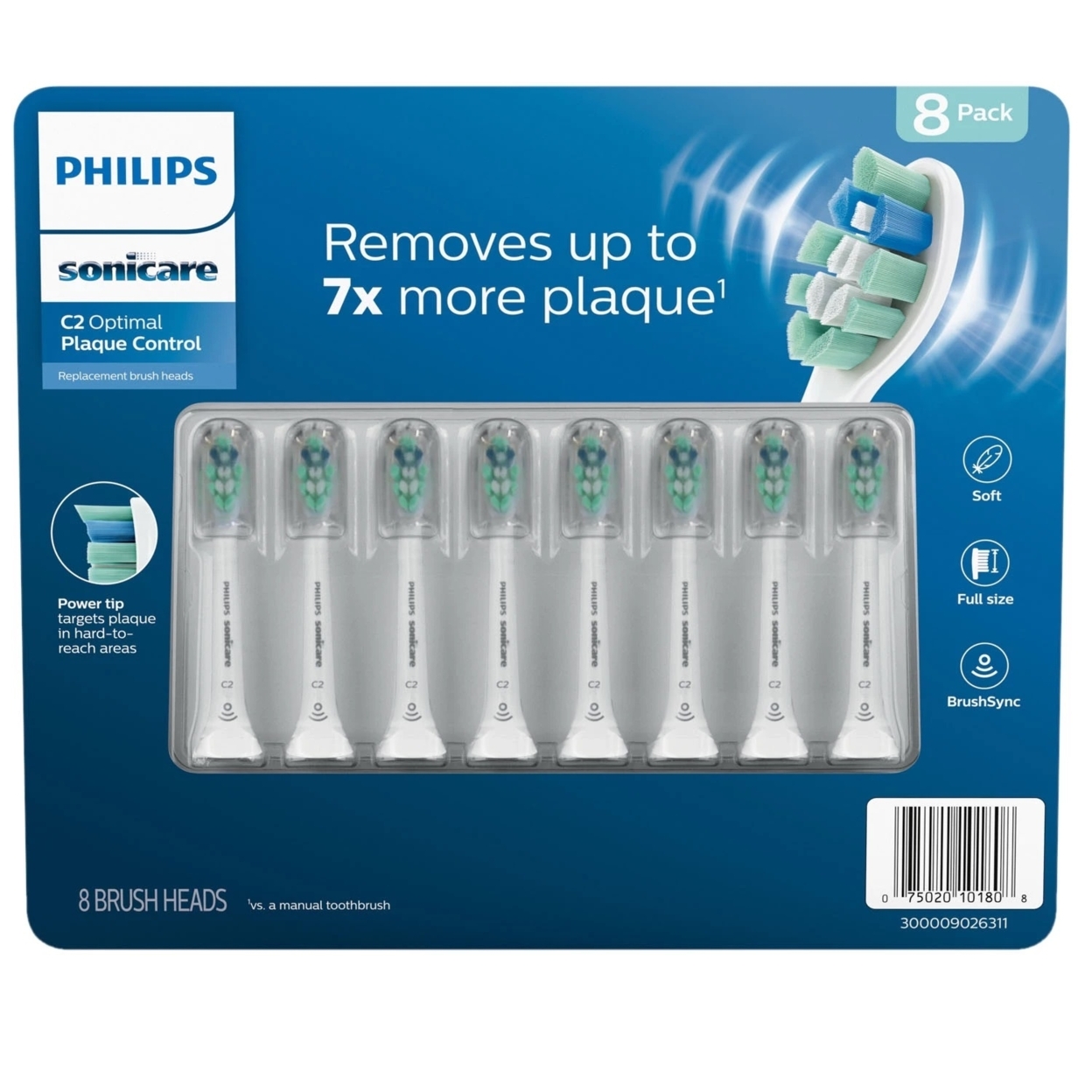 Philips Sonicare Optimal Plaque Control Replacement Brush Heads (8 Count)