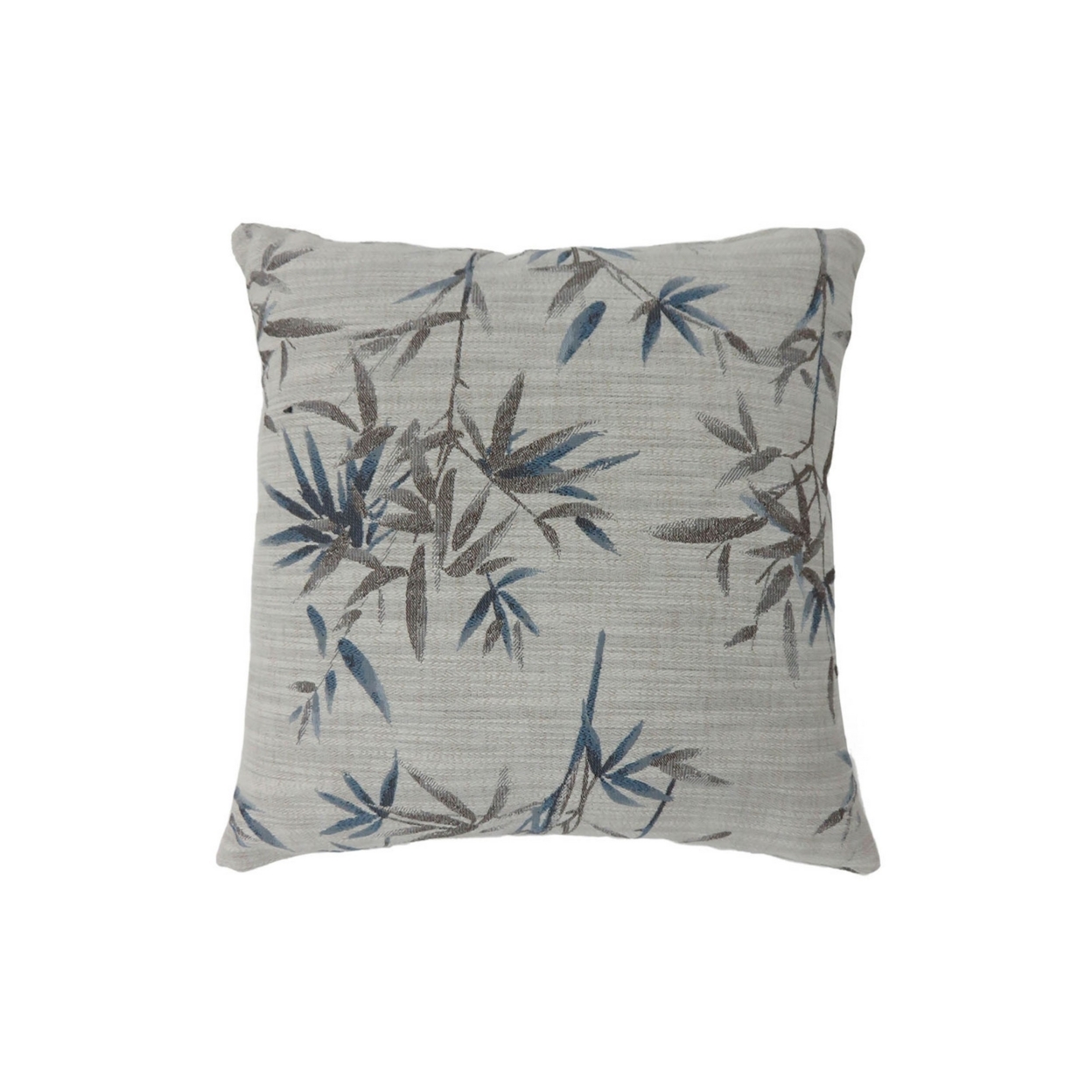 22 Inch Throw Pillow, Set Of 2, Bamboo Art Design Print, Gray, Blue
