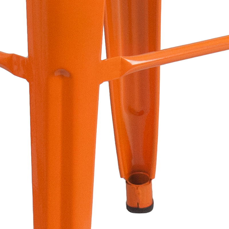 Commercial Grade 30 High Backless Orange Metal Indoor-Outdoor Barstool With Square Seat