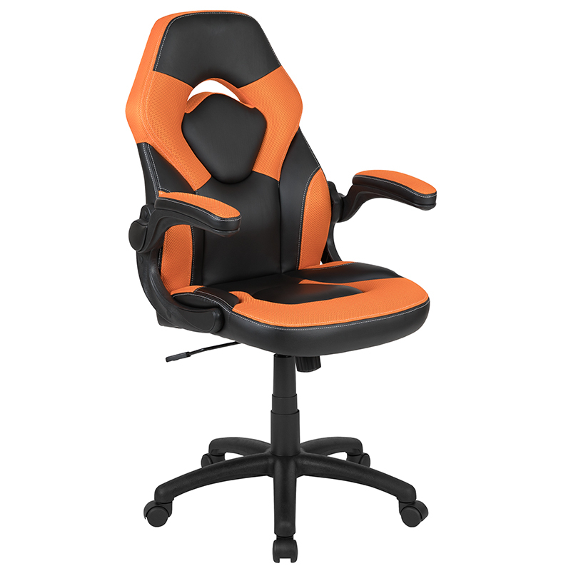 Gaming Desk And Orangeblack Racing Chair Set Cup Holderheadphone Hookremovable Mouse Pad Top 2 Wire Management Holes