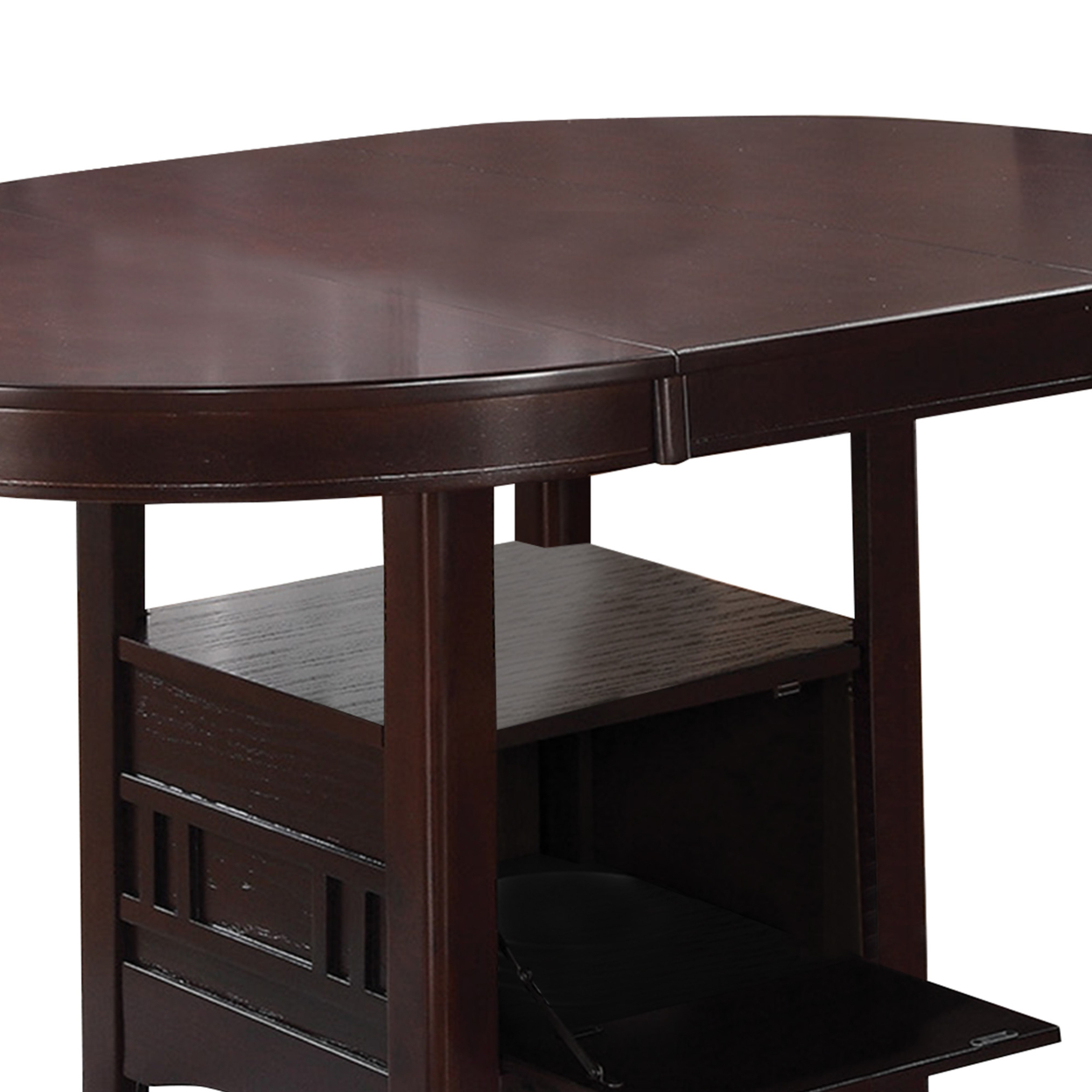Wooden Dining Table With Storage Compartment, Espresso Brown- Saltoro Sherpi