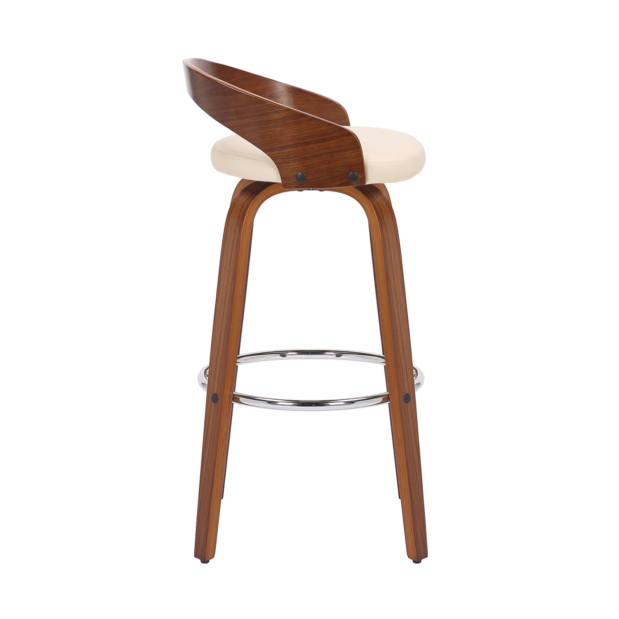 30 Inch Bar Stool With Curved Open Back And Swivel Mechanism, Brown- Saltoro Sherpi