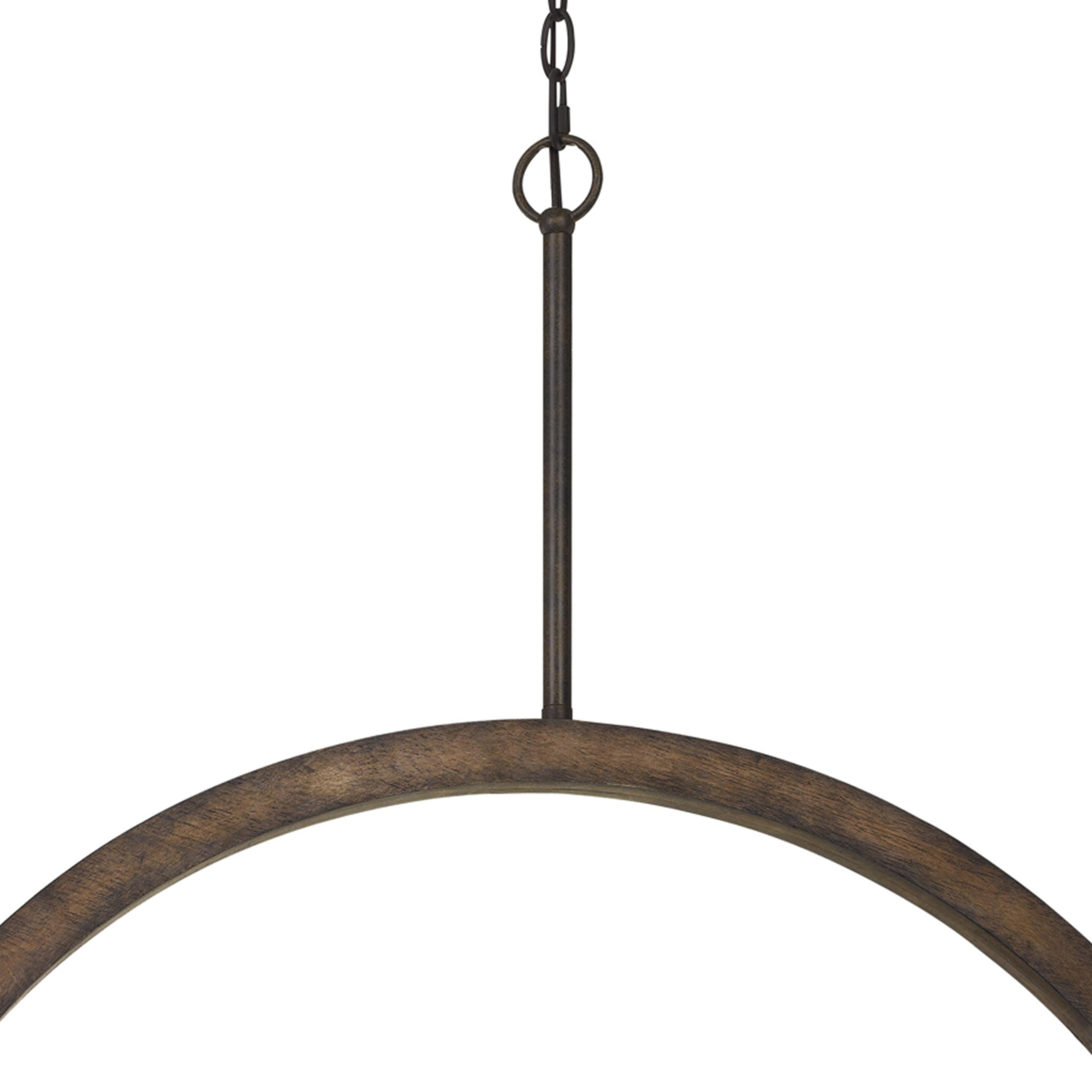 8 Bulb Chandelier With Arched Wooden And Metal Frame, Brown And Bronze- Saltoro Sherpi