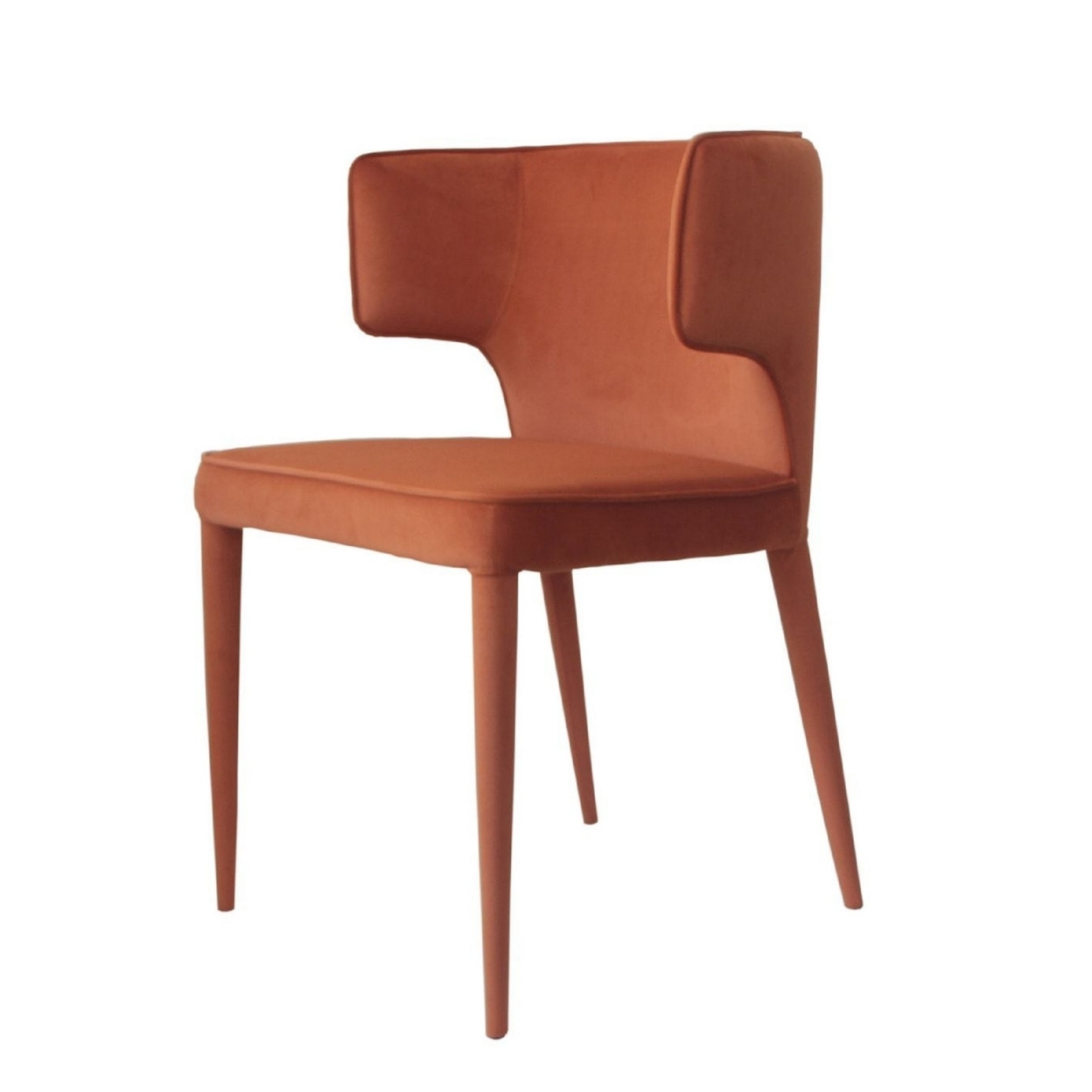 Cid 20 Inch Modern Dining Armchair, Curved Wingback, Metal Legs, Orange- Saltoro Sherpi