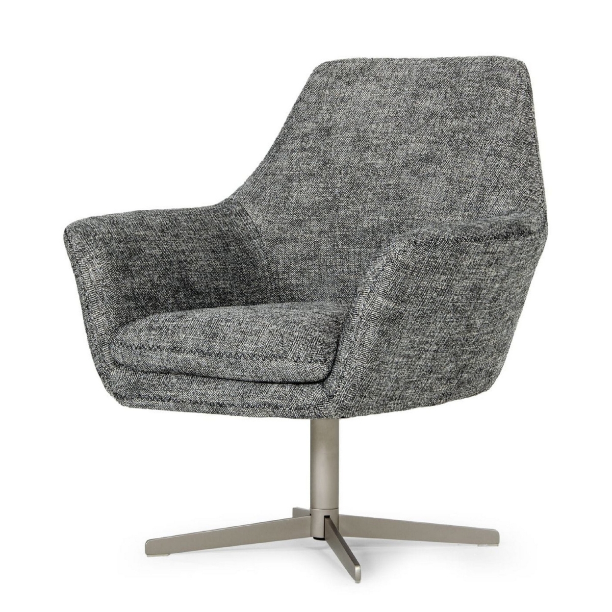 Reno 32 Inch Modern Lounge Accent Chair, Fabric, Swivel Base, Dark Gray- Saltoro Sherpi