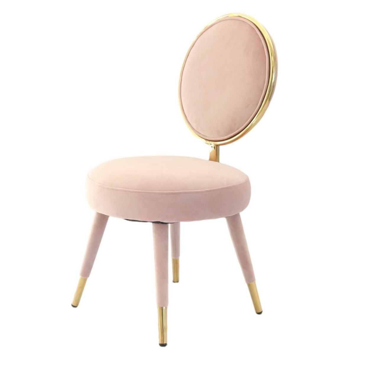 Cid 21 Inch Modern Glam Accent Chair, Round Backrest, Set Of 2, Pink Velvet- Saltoro Sherpi
