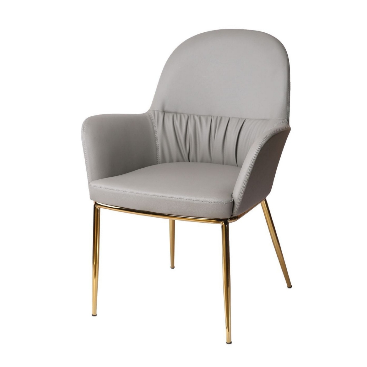 Cid 26 Inch Modern Accent Chair, Cushioned Seat, Vegan Faux Leather, Gray- Saltoro Sherpi
