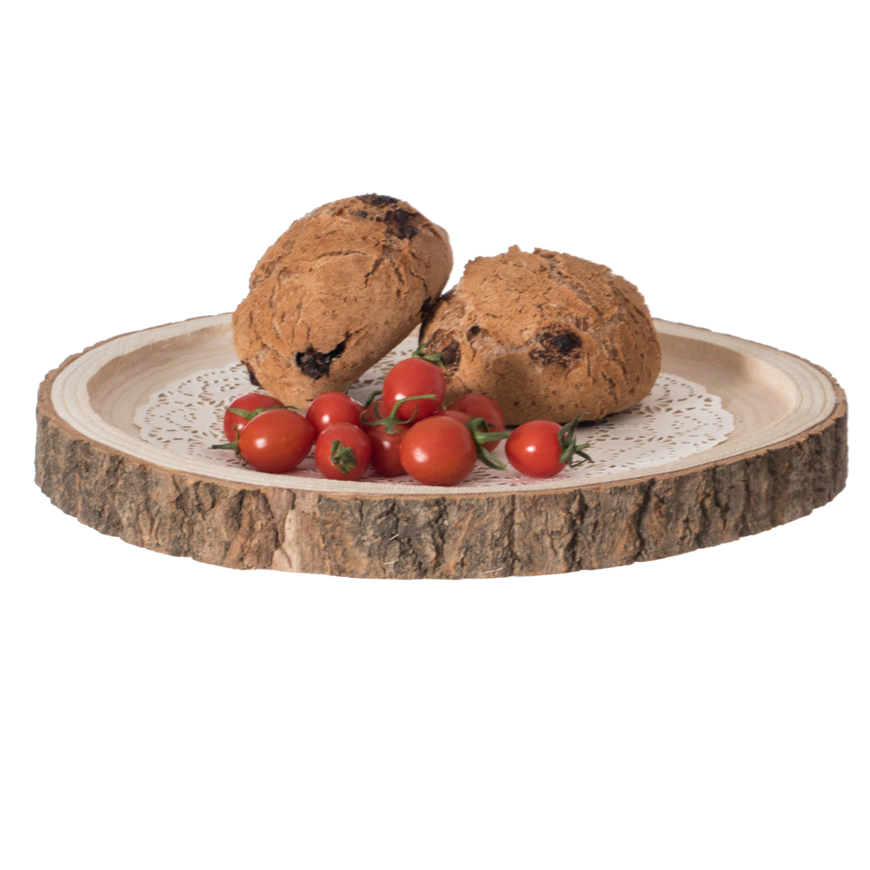 Natural Wooden Bark Round Slice Tray, Rustic Table Charger Centerpiece - 16