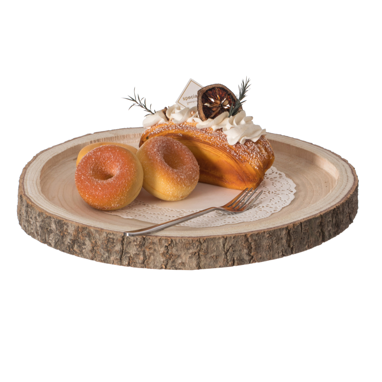 Natural Wooden Bark Round Slice Tray, Rustic Table Charger Centerpiece - 12