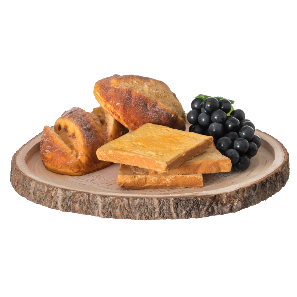 Natural Wooden Bark Round Slice Tray, Rustic Table Charger Centerpiece - 16