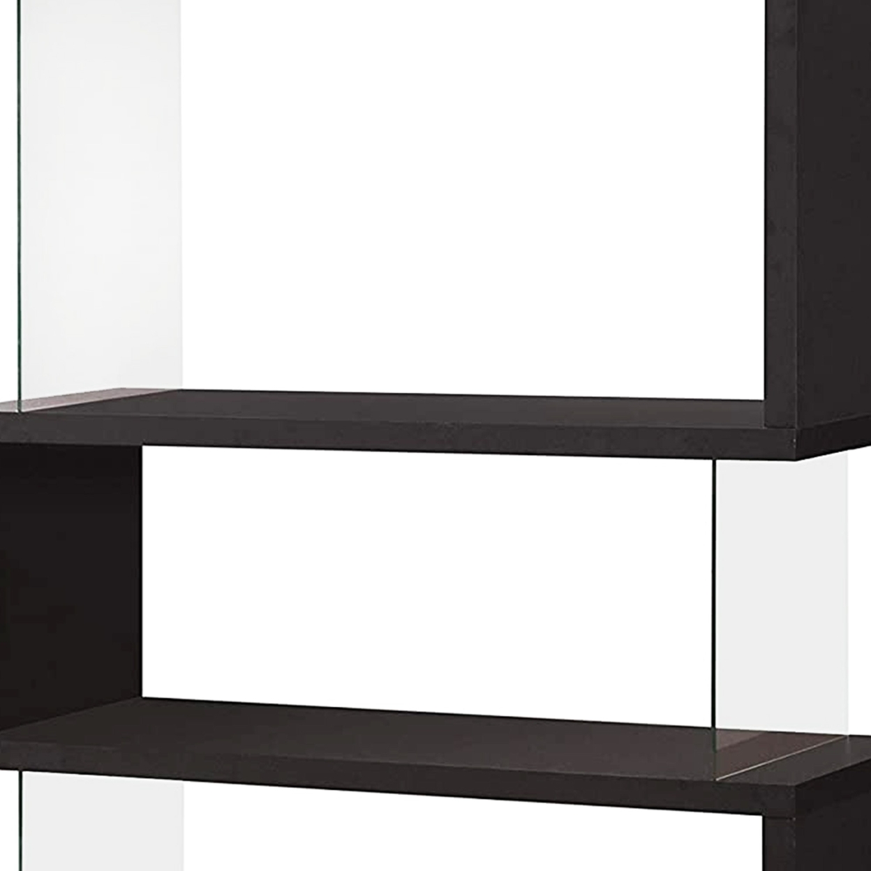 Asymmetrical Snaking Wooden Bookcase, Black- Saltoro Sherpi