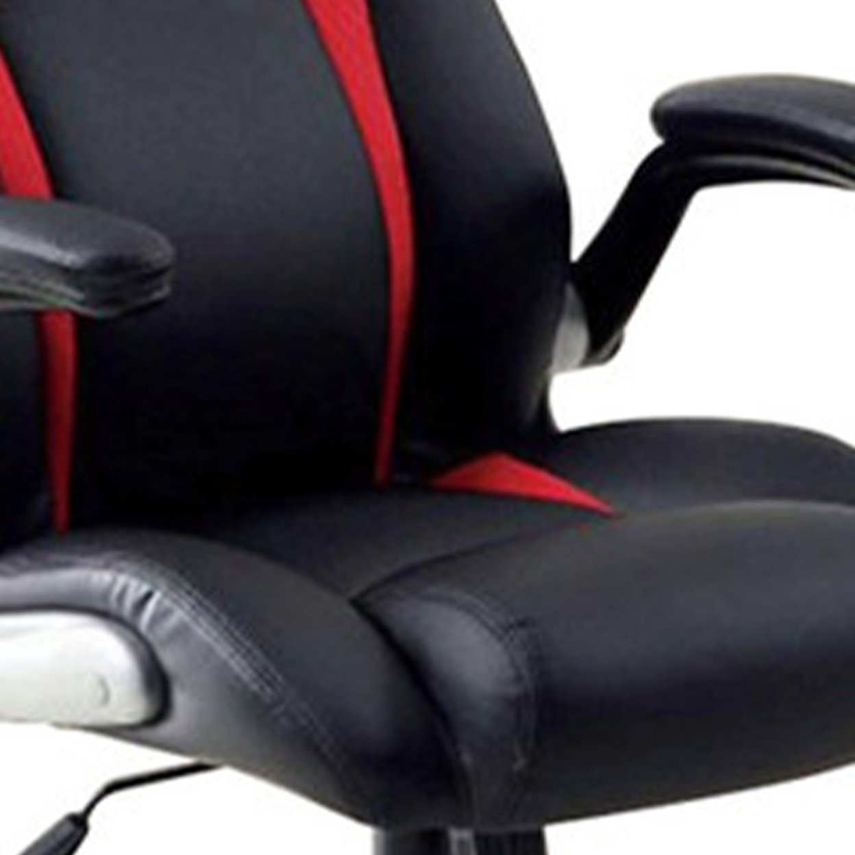 Leatherette Gaming Chair With Padded Armrests And Adjustable Height, Black- Saltoro Sherpi