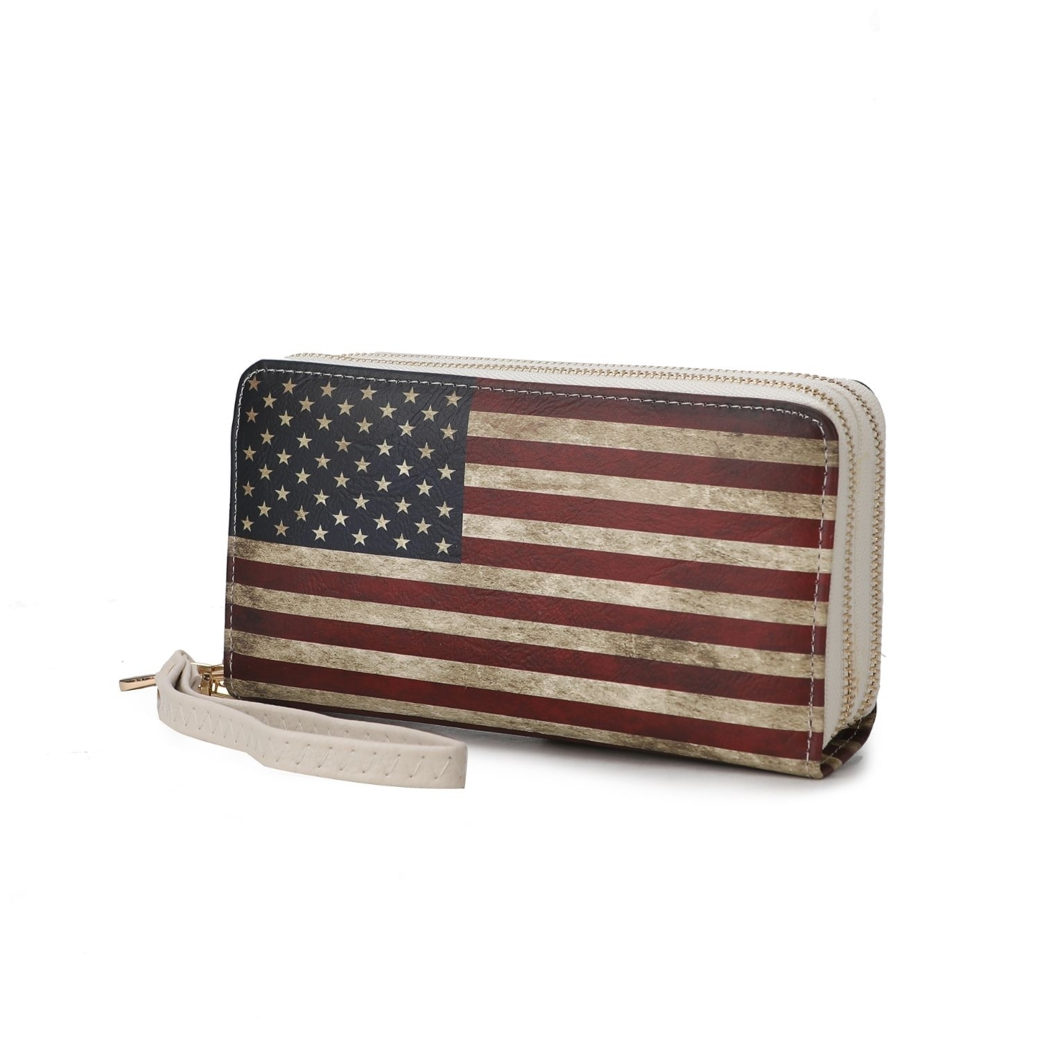 MKF Collection Uriel Vegan Leather Women's FLAG Wristlet Wallet By Mia K - Taupe