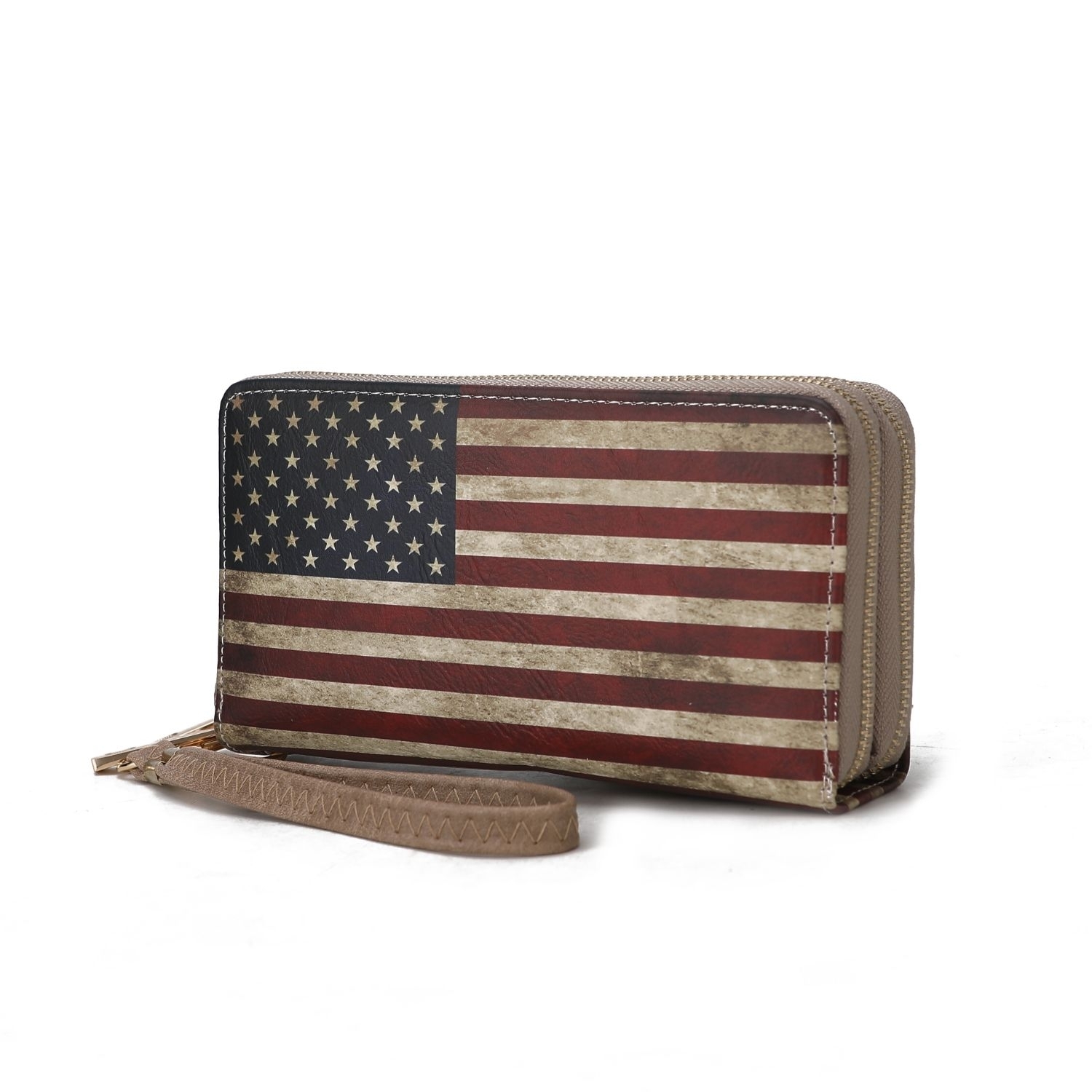 MKF Collection Uriel Vegan Leather Women's FLAG Wristlet Wallet By Mia K - Taupe