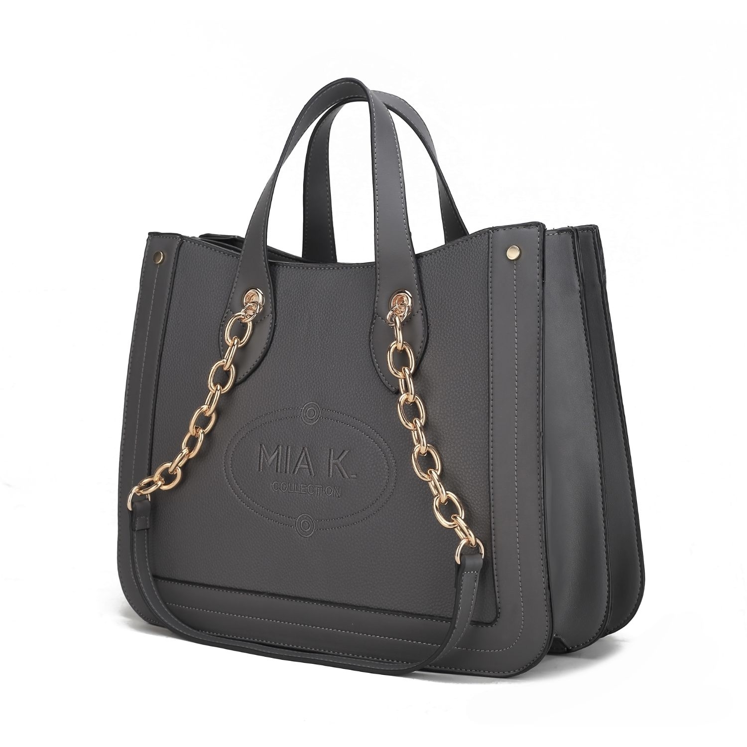 MKF Collection Stella Vegan Leather Women's Handbag Double Compartment Oversize Classy Tote By Mia K. - Charcoal