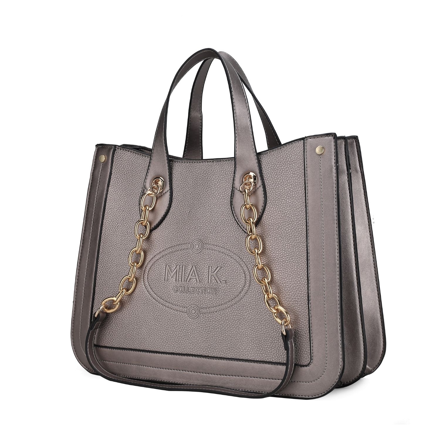 MKF Collection Stella Vegan Leather Women's Handbag Double Compartment Oversize Classy Tote By Mia K. - Pewter