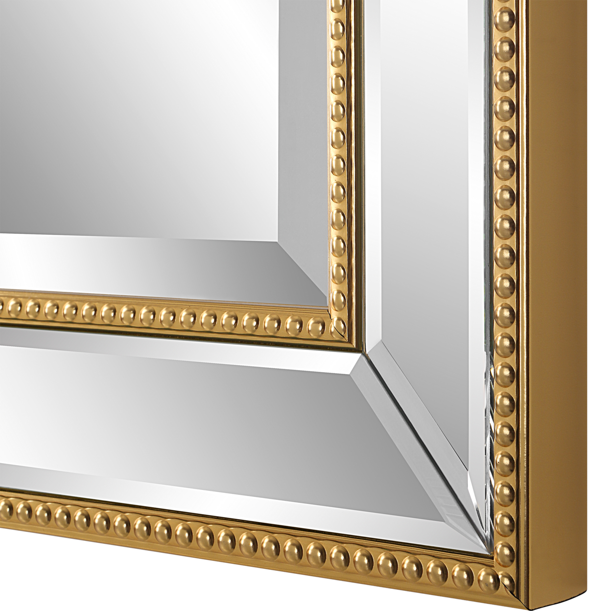 32 Inch Wood Wall Mirror, Beveled Mirror Frame, Gold, Saltoro Sherpi