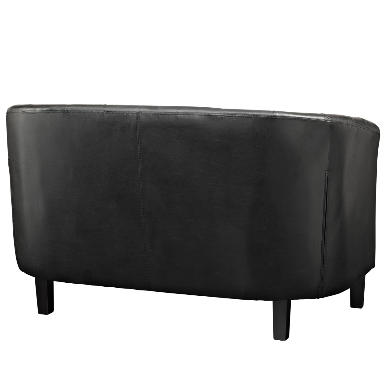 49 Inch Curved Loveseat, Deep Button Tufting, Black Faux Leather