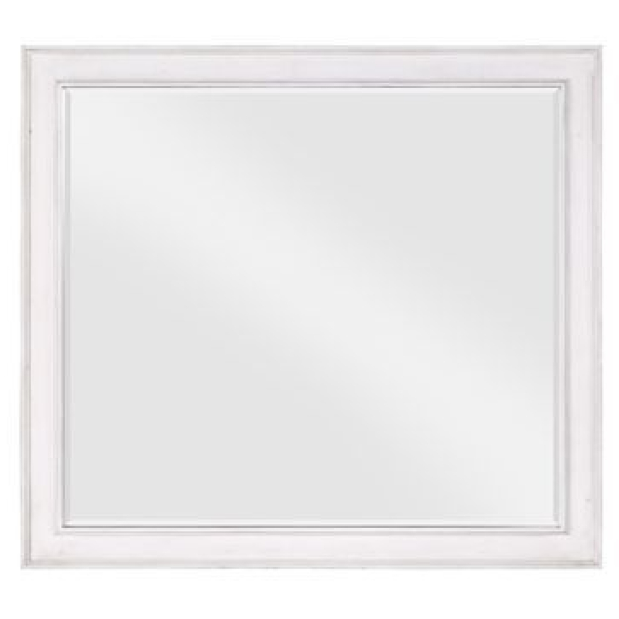 42 Inch Wall Mirror, Molded Sleek Wood Frame, White