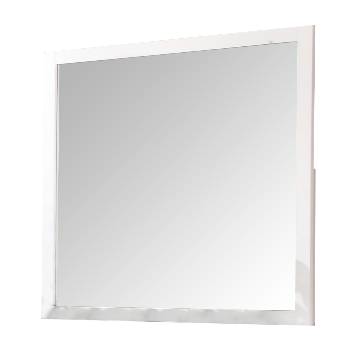 40 Inch Square Wall Mirror, Transitional, Solid Wood Frame, White- Saltoro Sherpi