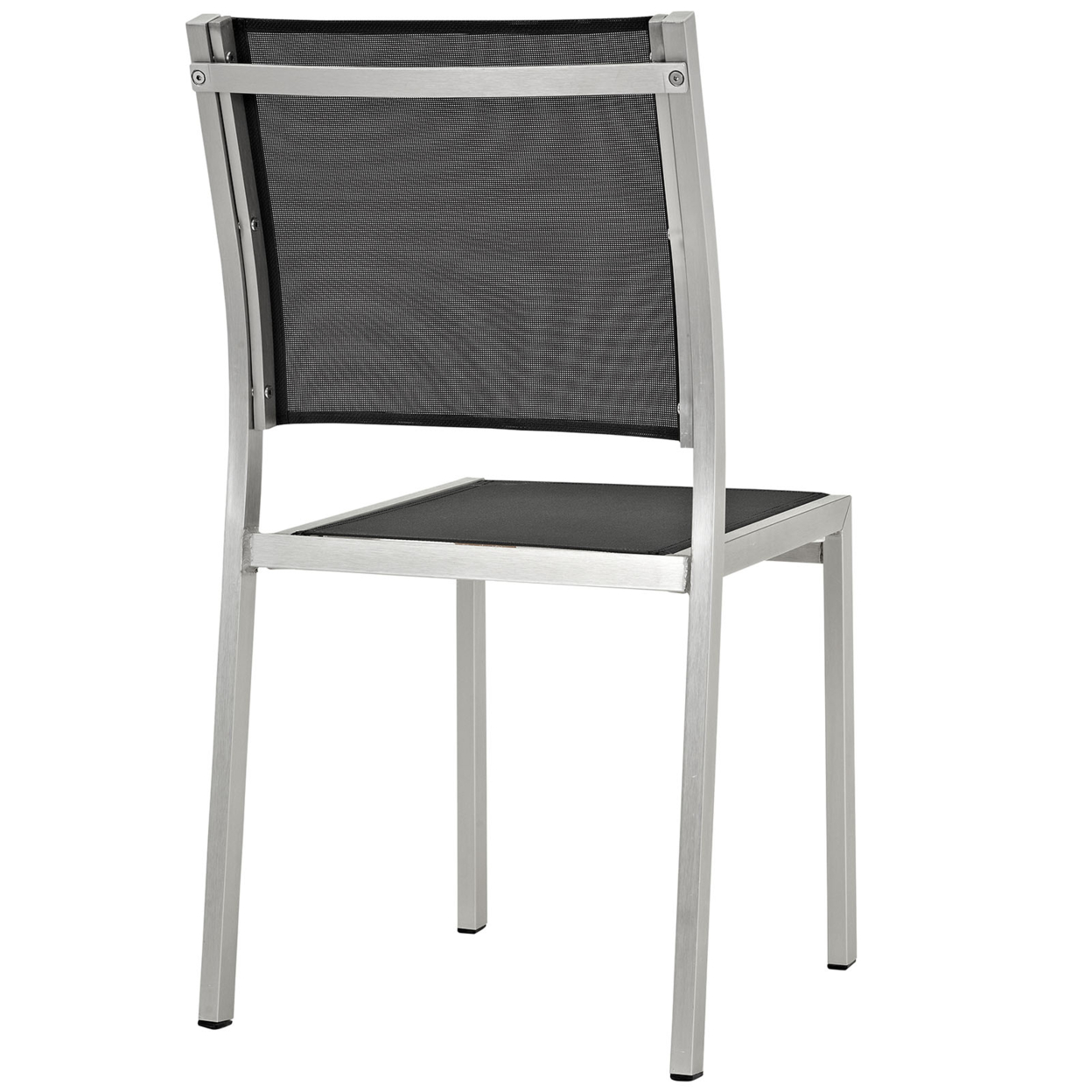 Shore Side Chair Outdoor Patio Aluminum Set Of 2, Silver Black