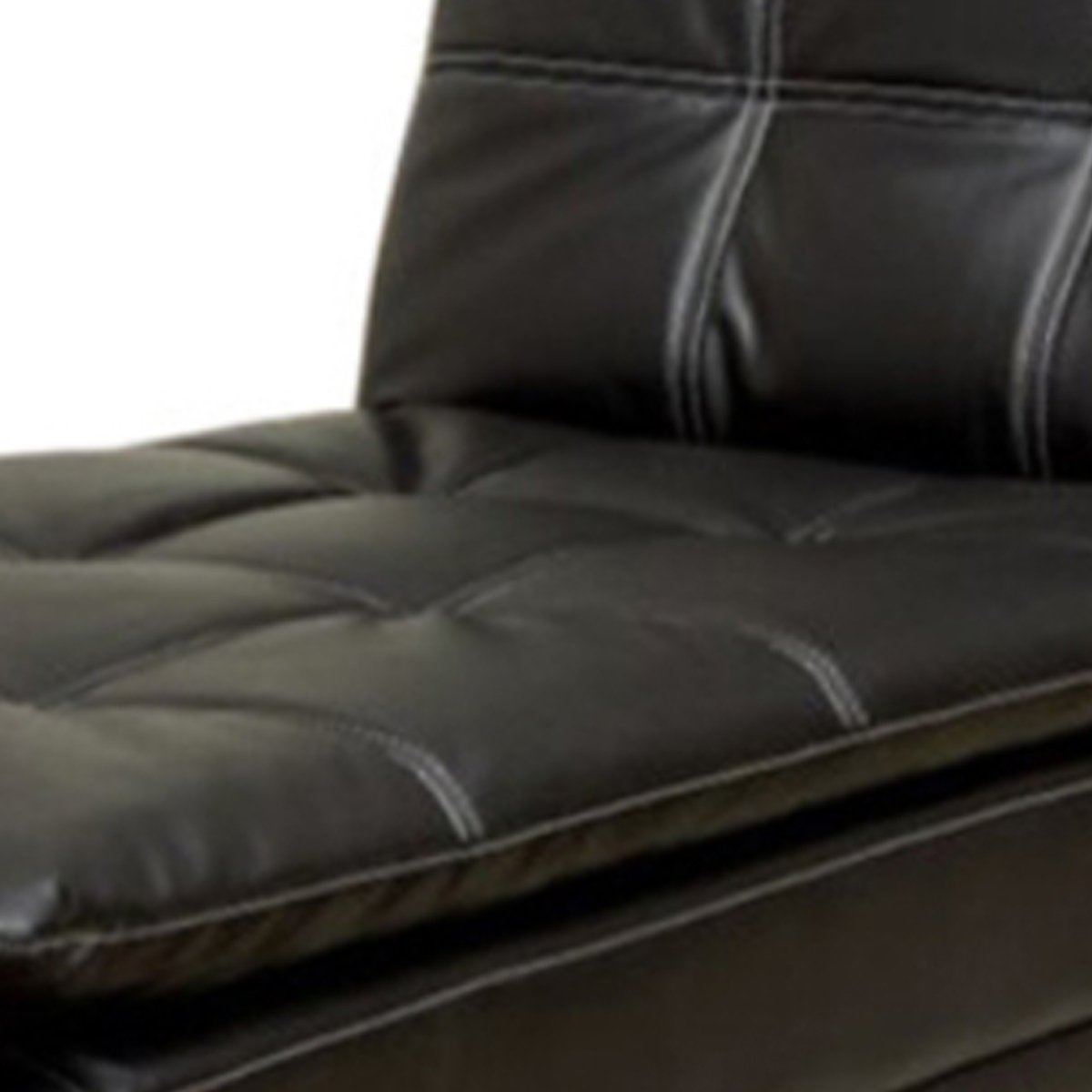 Modern Style Leatherette Chaise, Black- Saltoro Sherpi
