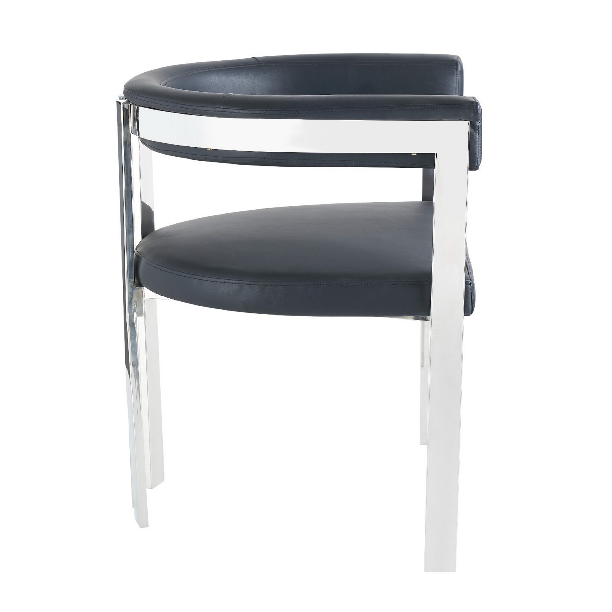 Cid 25 Inch Faux Leather Dining Chair, Slat Back Style, Modern, Black- Saltoro Sherpi