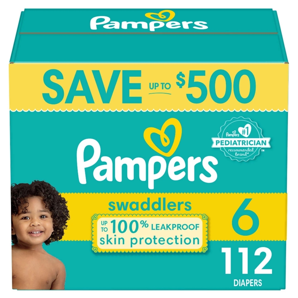 Pampers Swaddlers Diapers, Size 6 (35+ Pounds), 112 Count