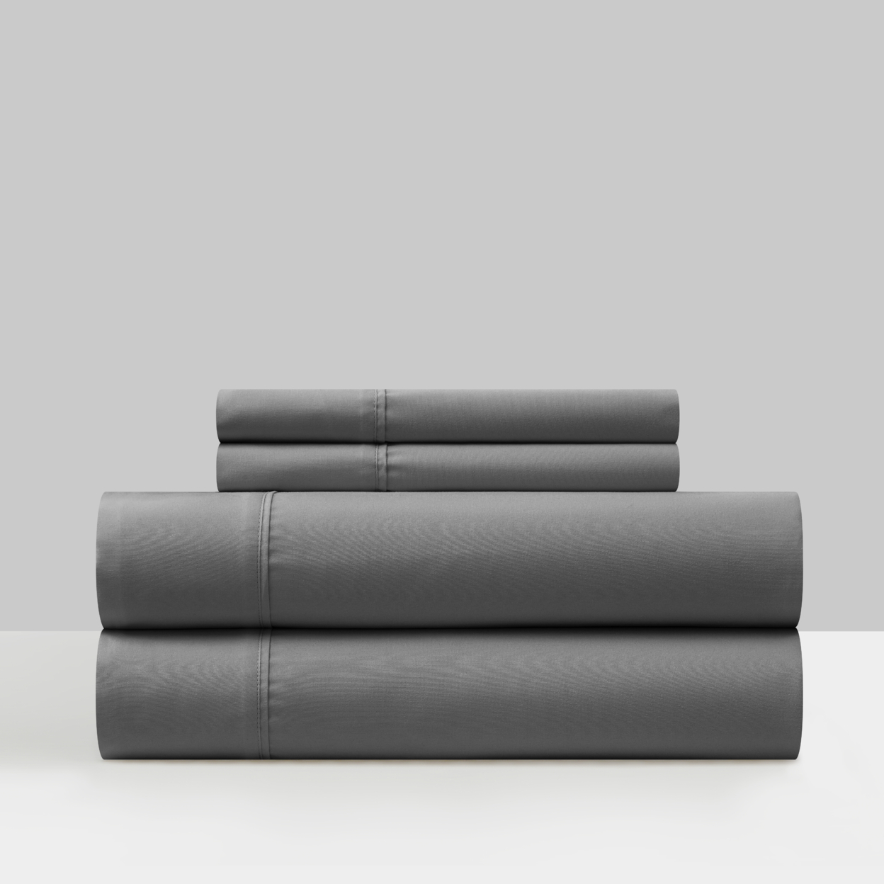 Shton 3 Or 4 Piece Sheet Set Super Soft Solid Color With Piping Flange Edge - Grey, Queen