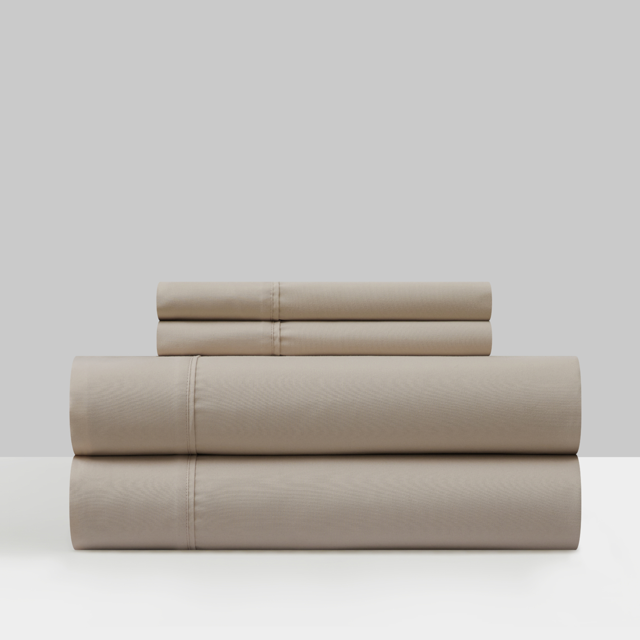 Shton 3 Or 4 Piece Sheet Set Super Soft Solid Color With Piping Flange Edge - Taupe, Twin