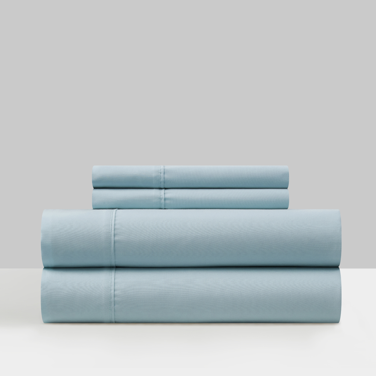 Shton 3 Or 4 Piece Sheet Set Super Soft Solid Color With Piping Flange Edge - Blue, Twin