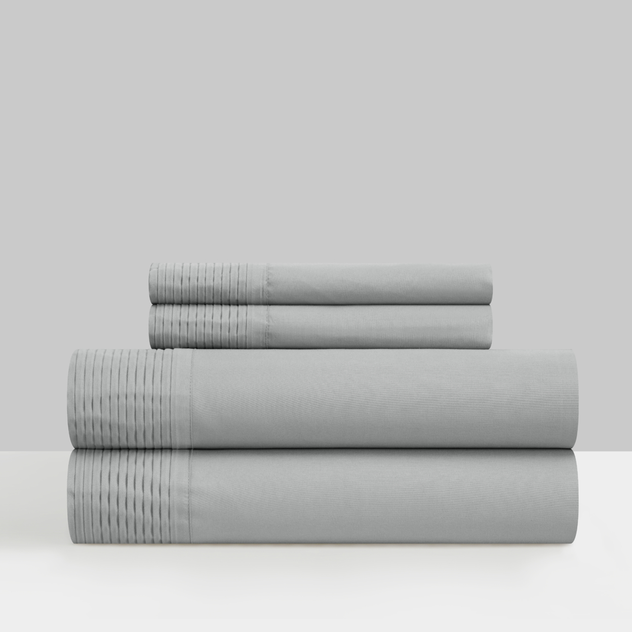 Barley 3 Or 4 Piece Sheet Set Solid Color With Pleated Details - Grey, Twin