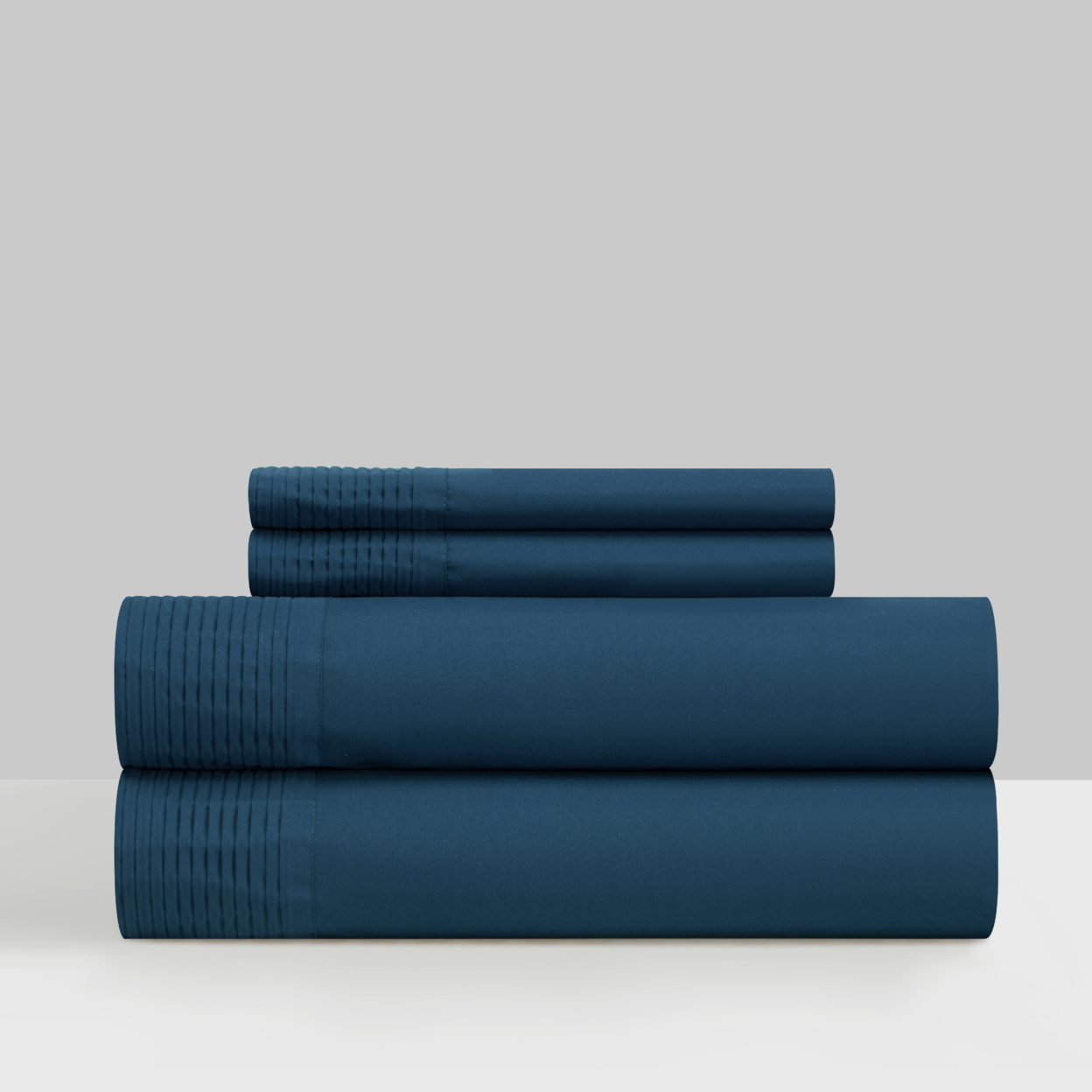 Barley 3 Or 4 Piece Sheet Set Solid Color With Pleated Details - Blue, Twin