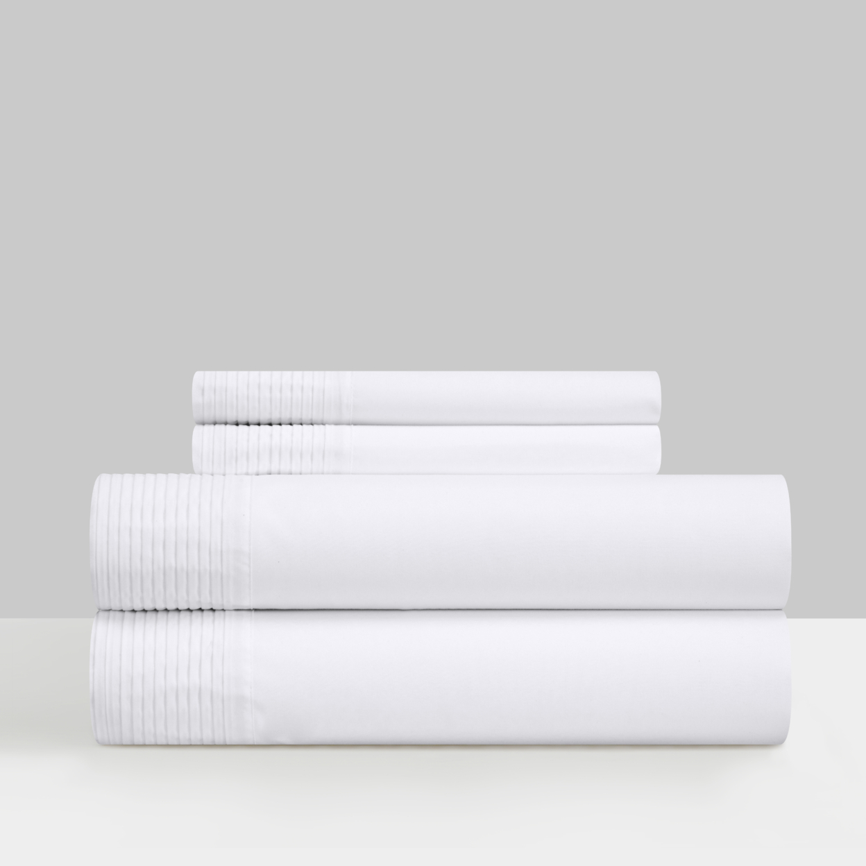 Barley 3 Or 4 Piece Sheet Set Solid Color With Pleated Details - White, Twin