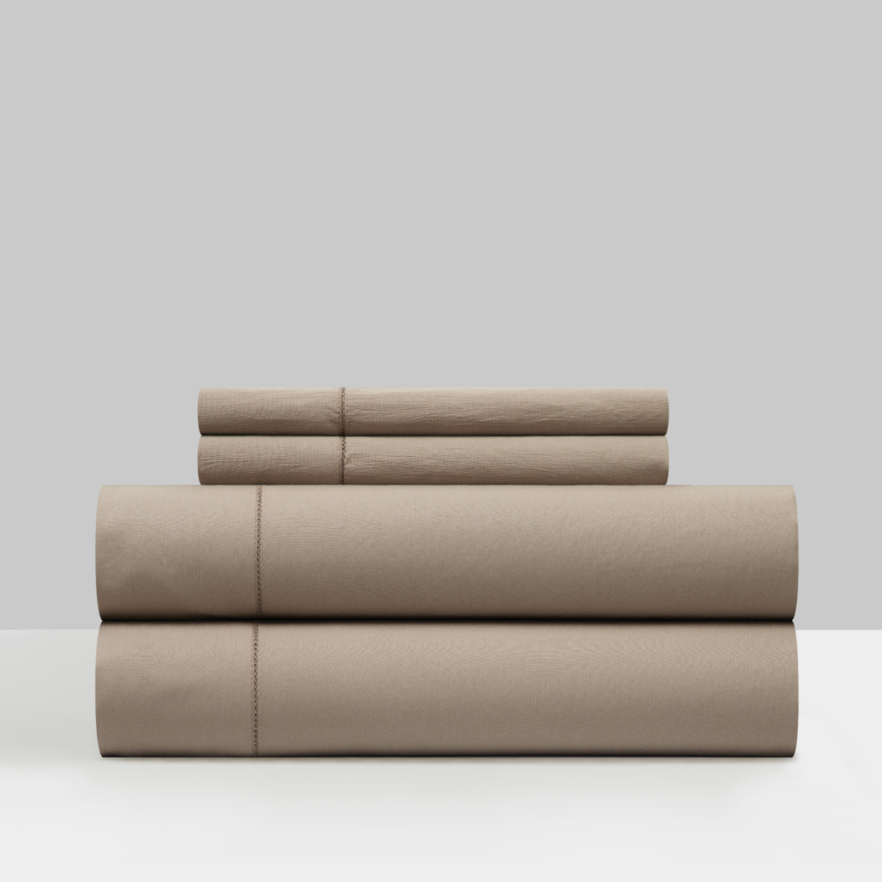 Daisy 3 Or 4 Piece Sheet Set Solid Color Washed Garment Technique - Taupe, King