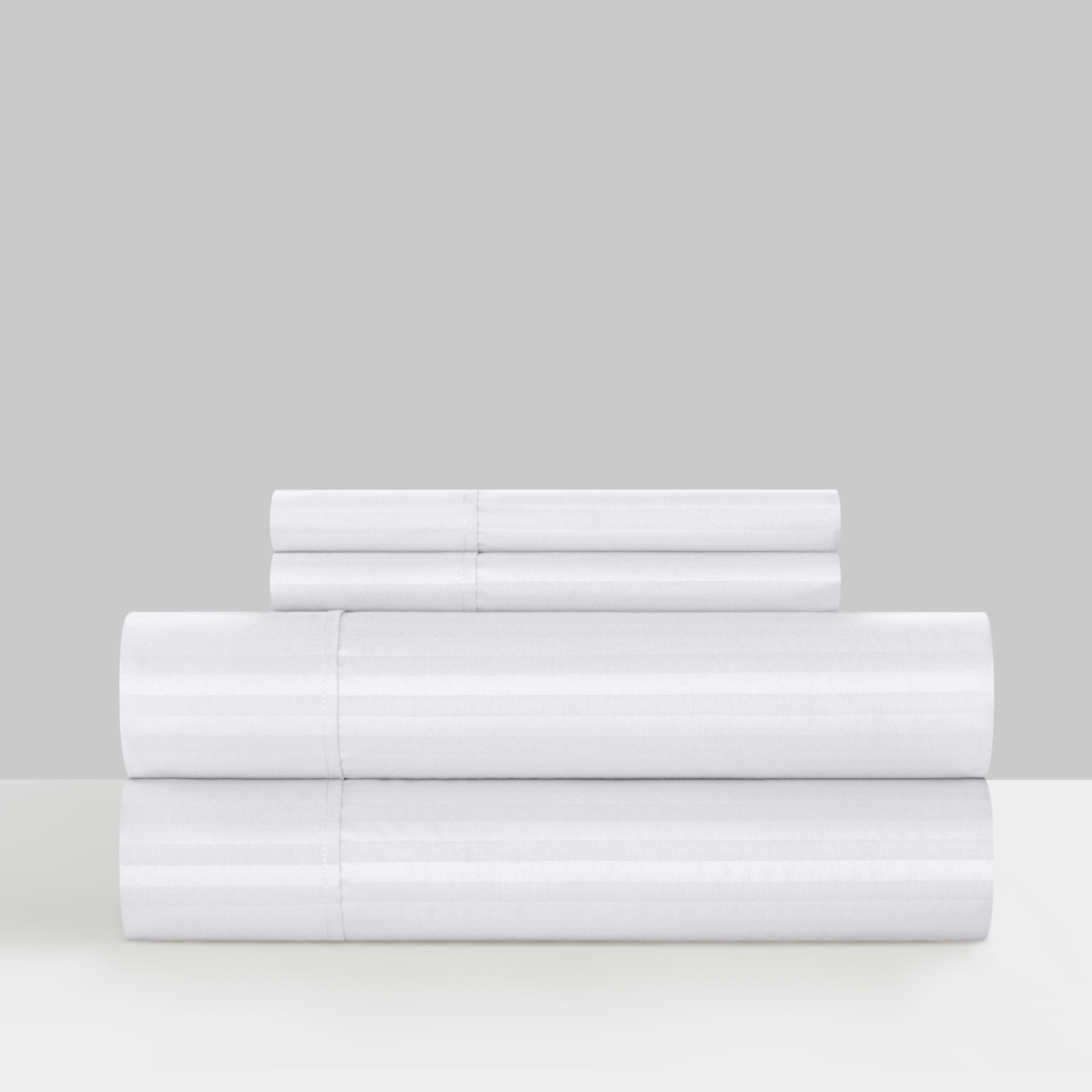 Shina 3 Or 4 Piece Sheet Set Solid Color Striped Pattern Technique - White, King