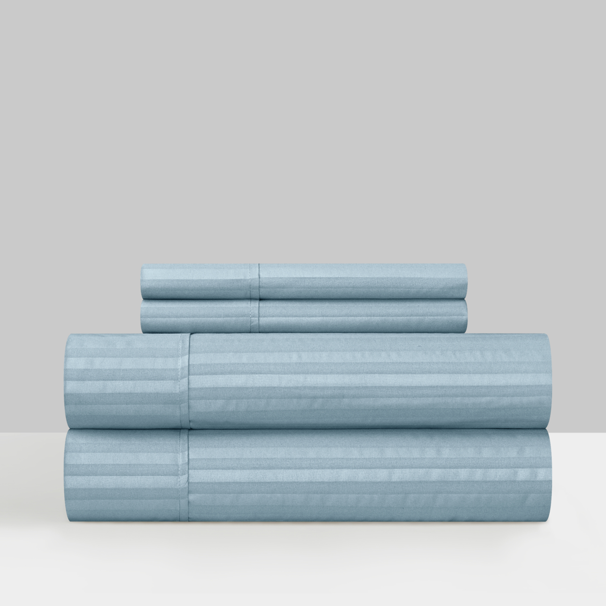 Shina 3 Or 4 Piece Sheet Set Solid Color Striped Pattern Technique - Blue, Queen
